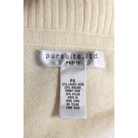 New Pursuits ltd. LambsWool Angora Blend Ivory Fuzzy Knit Sweater Womens 8 P C2 - Picture 7 of 10